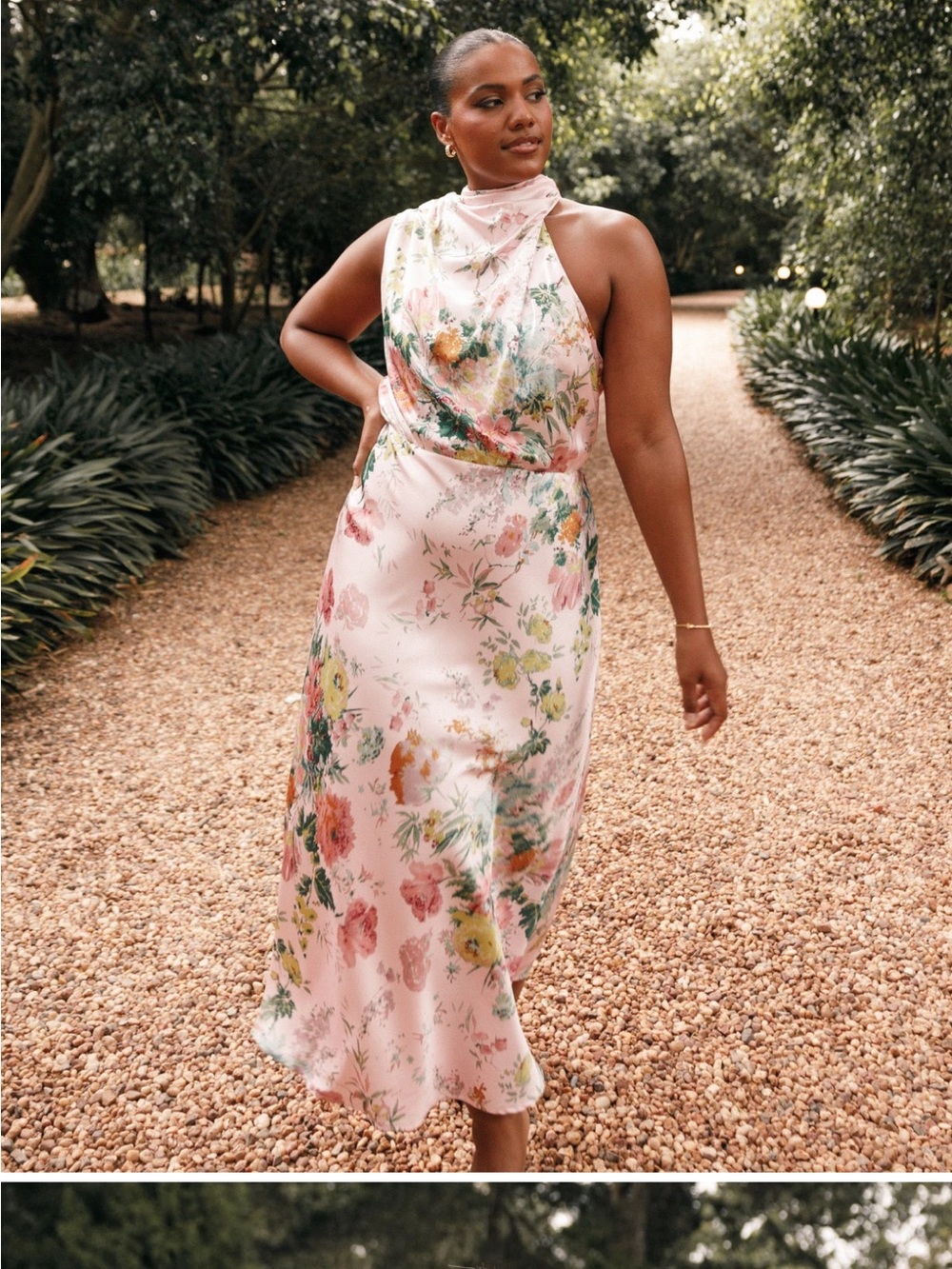 Petal & Pup Blush Pink Floral High-Neck Maxi Dress